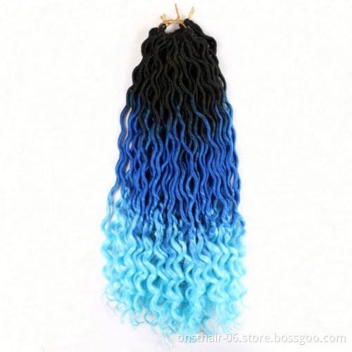 MYZYR 18inch 24roots Soft Crochet Braids Dread Bohemian Gypsy Locs Hair Extensions Braiding Ombre Faux Locs Curly ALL Colors